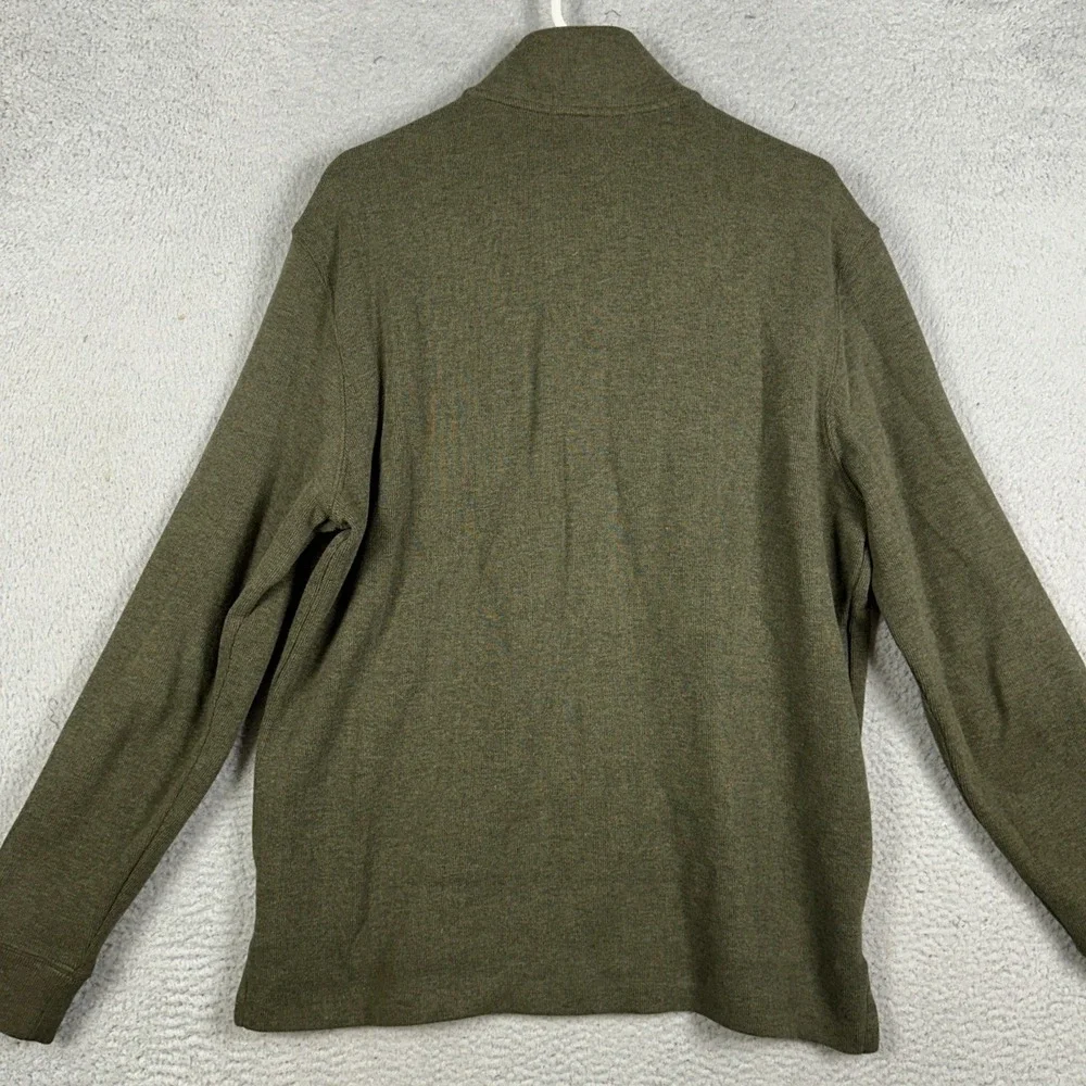 Polo Ralph Lauren Sweater Mens Large Olive Green Quarter Zip Pullover Mock Neck